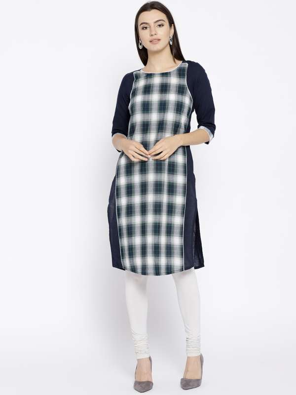 Aurelia checked straight kurta store