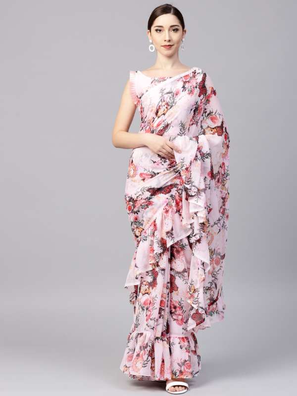 Buy Inddus Pink Printed Saree Myntra