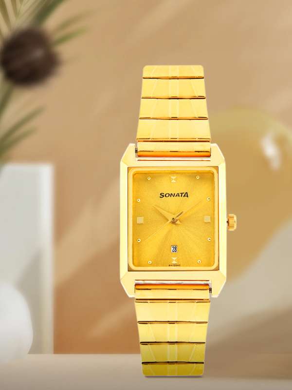 Sonata watch hotsell gold colour