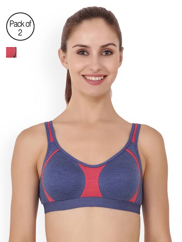 Buy Floret Multicolor Non Wired Non Padded Sports Bra (Pack Of 3