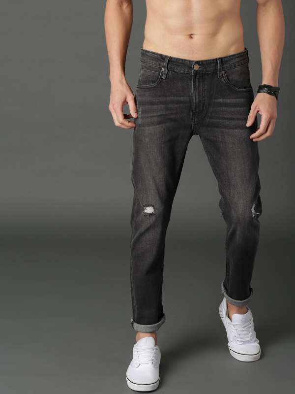 Spykar Charcoal Black Slim Fit Narrow Length Jeans For Men Skinny   sknnos010charcoalblack