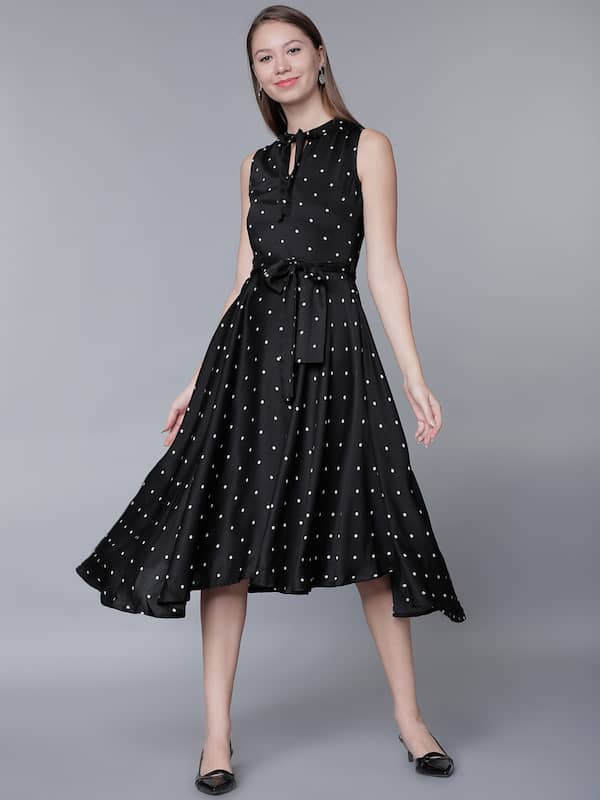 myntra black one piece dress