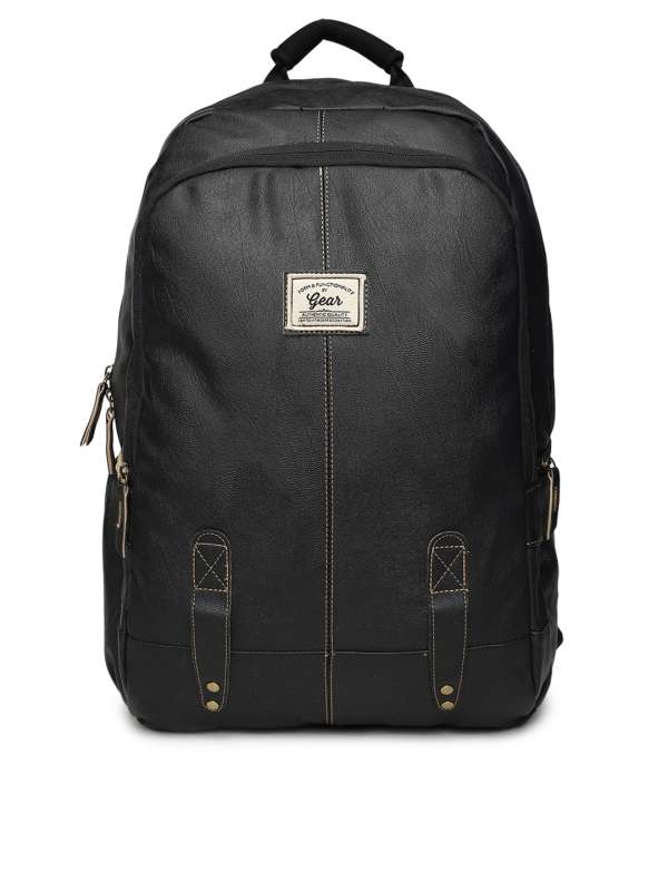 Gear VINTAGE2 ANTI THEFT FAUX LEATHER 28 L Laptop Backpack BLACK-BLACK -  Price in India