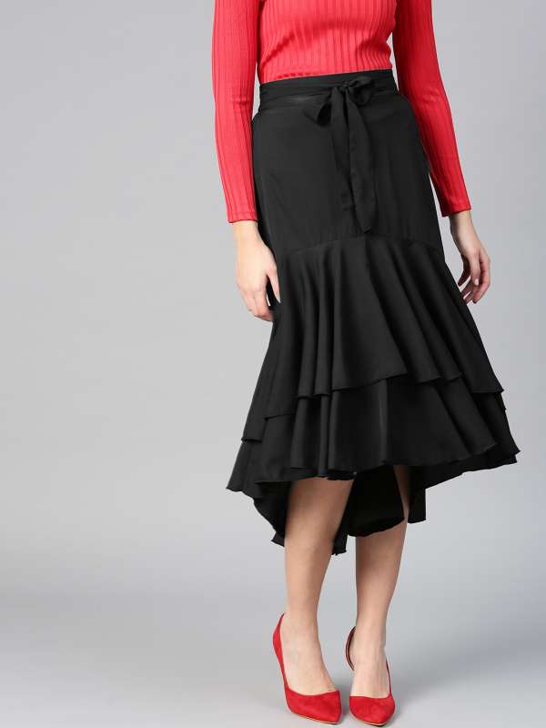Crepe white ruffle skirt discount