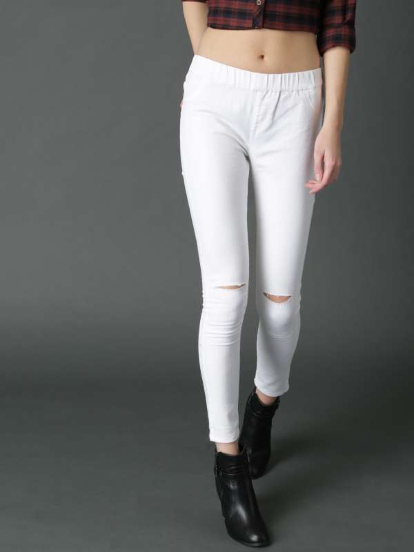 white jeggings myntra