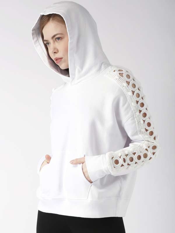 white hoodie myntra