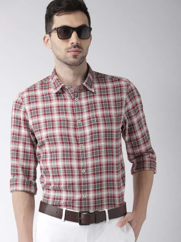 Indian Terrain Men Red Check Shirt Buy Indian Terrain Men Red