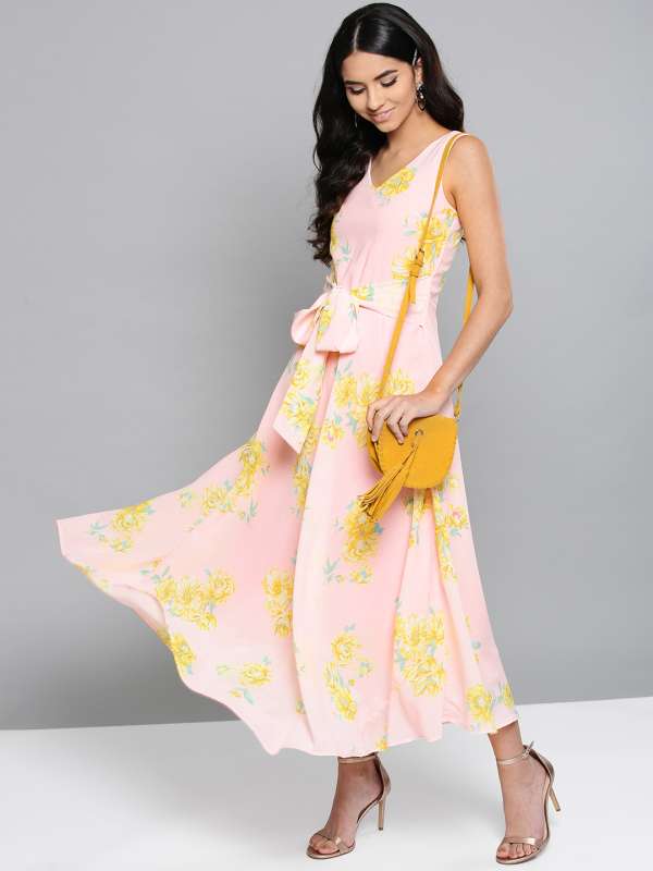 Harpa Pink Printed Maxi Dress Buy Harpa Pink Printed Maxi Dress online in India