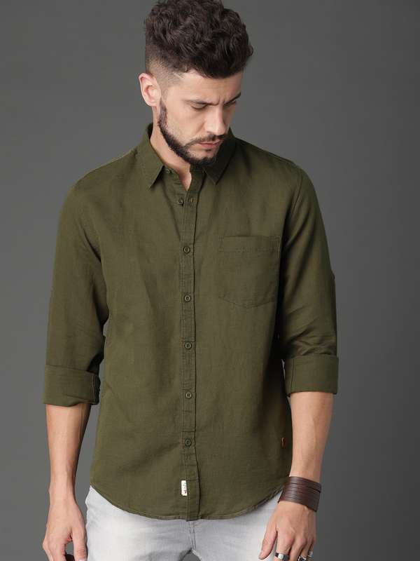Roadster Olive Green Casual Shirt - Buy 