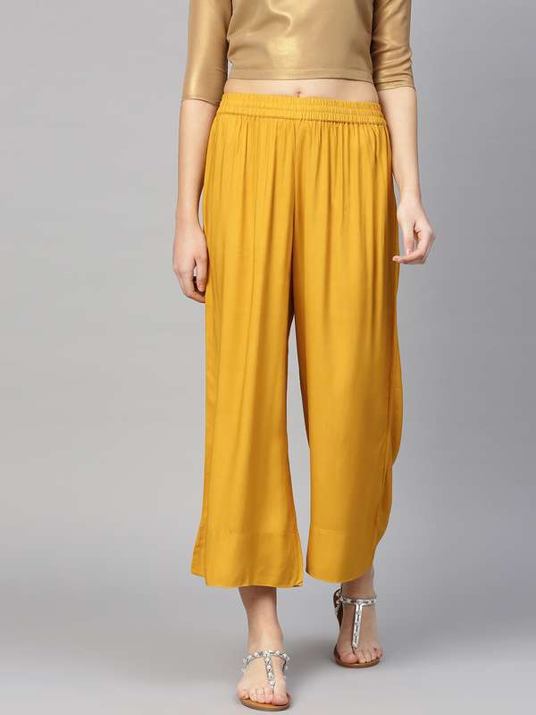 Golden palazzo pants myntra Clearance