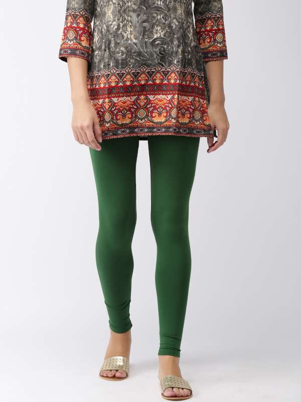 Buy Go Colors Women Solid Evergreen Ankle Length Leggings online