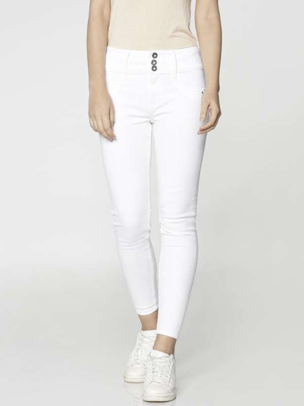 white jeggings myntra