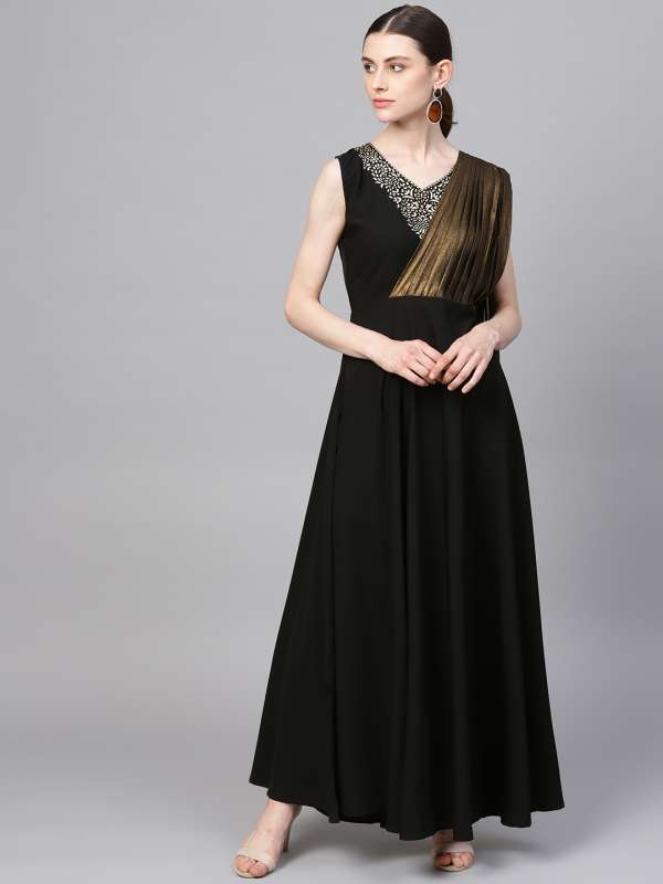Myntra black best sale maxi dress