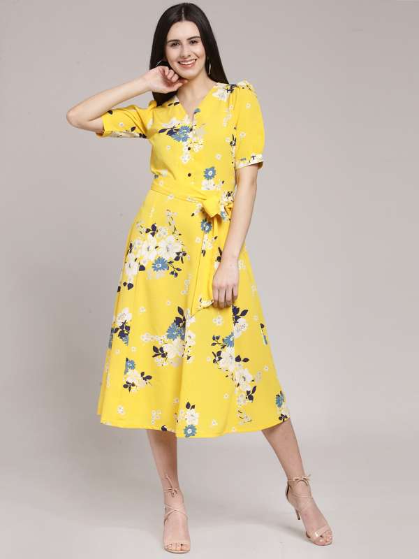 Yellow on sale dress myntra