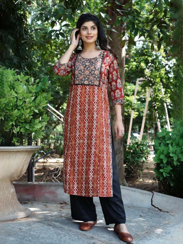 Jaypore Women Brown Ajrakh Print Kurtas Buy Jaypore Women Brown Ajrakh Print Kurtas online in India