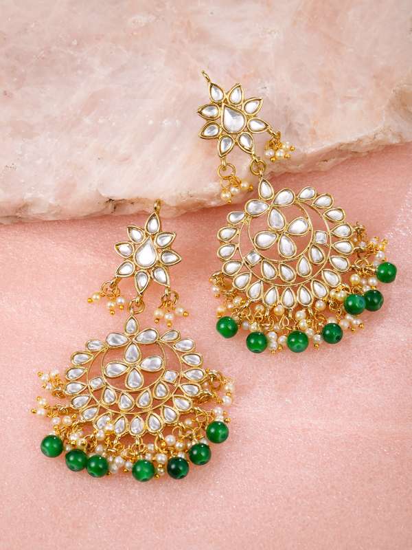 Zaveri Pearls Green Metal Drop Earrings Buy Zaveri Pearls Green
