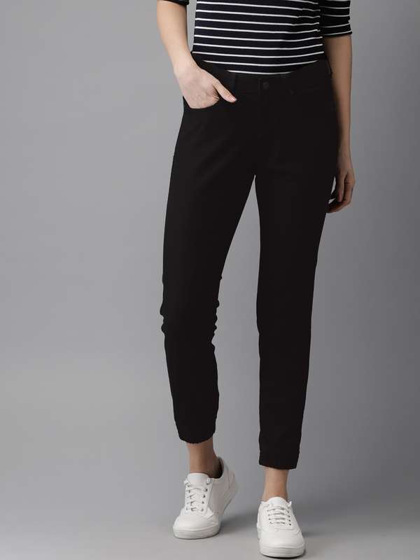 Joggers jeans for womens myntra clearance