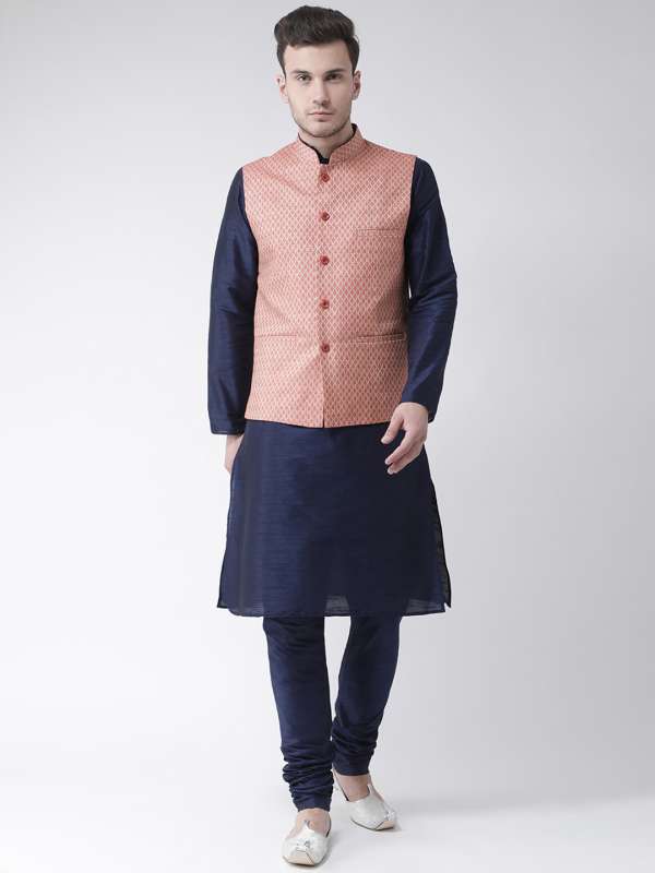 Navy blue kurta hotsell pajama with jacket