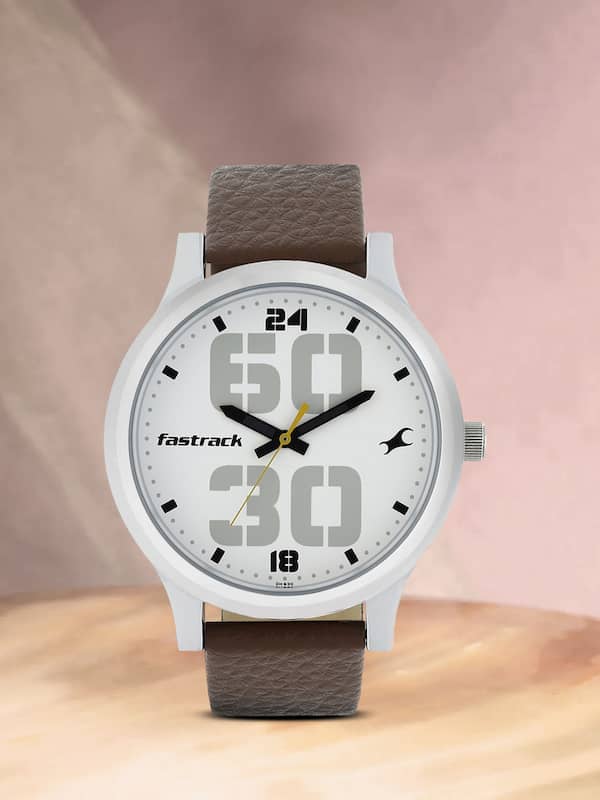 Fastrack Big Time Quartz Chronograph Black Dial Leather Strap Watch for Guys-saigonsouth.com.vn