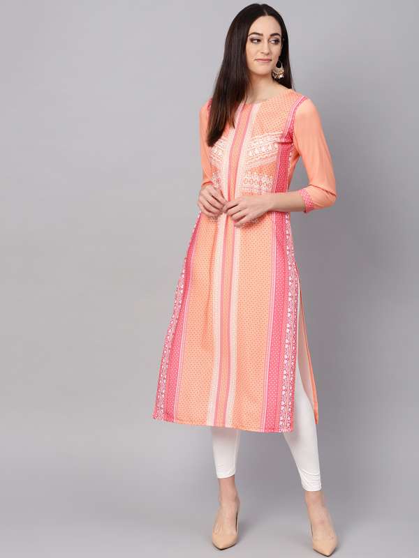 orange colour ladies kurta