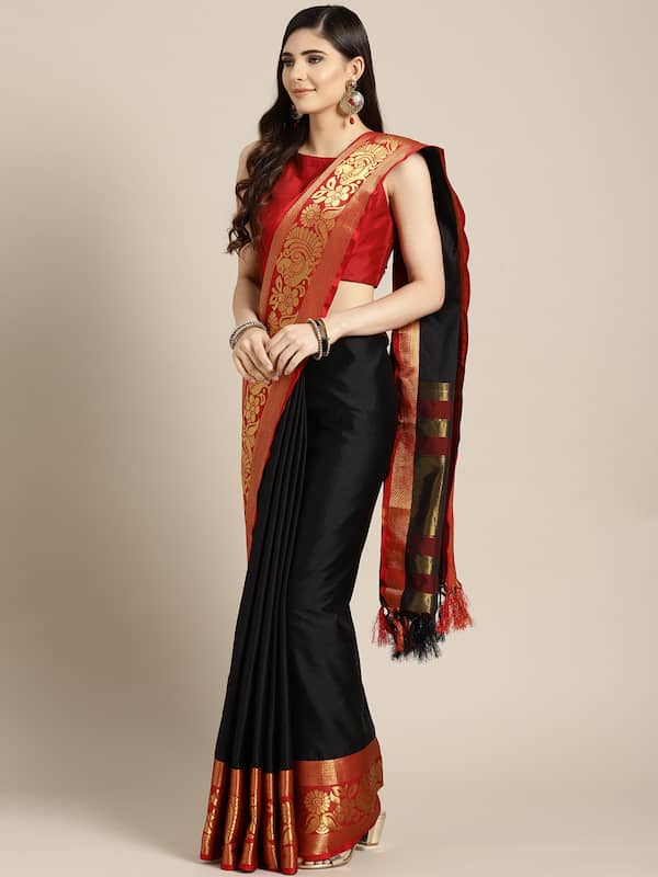 Black Saree Black Designer Sarees Online Best Price Myntra,Punjabi Suit Design With Laces