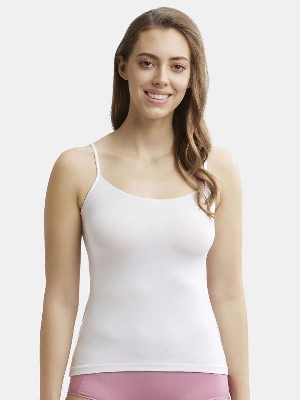 Buy KEX White Neckline work Cotton Camisole Long Camisole women