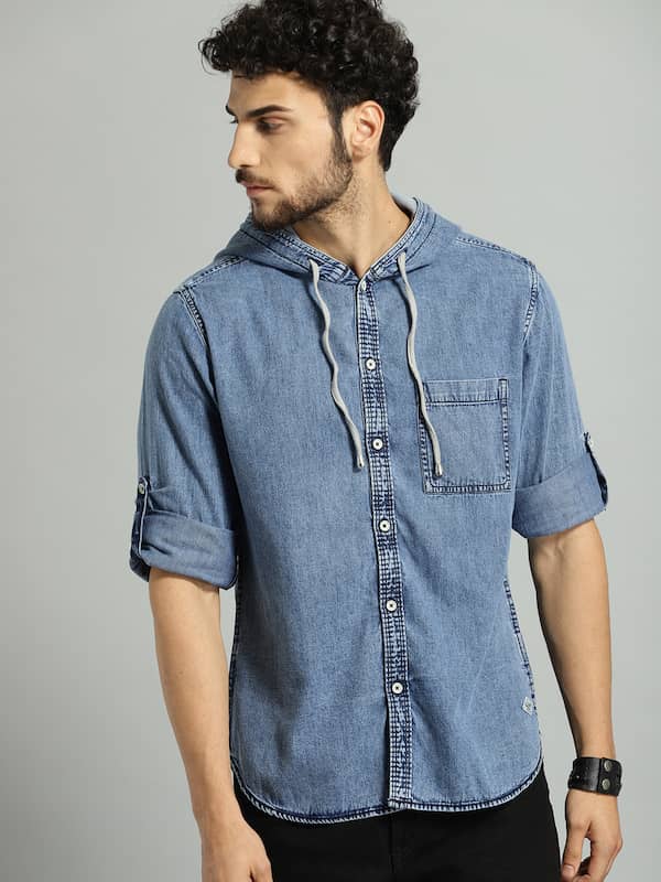Scalpers Fancy Denim Long Sleeve Shirt Blue | Dressinn-sgquangbinhtourist.com.vn