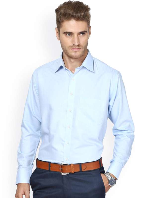 Shaftesbury London Blue Solid Regular Fit Formal Shirt Buy