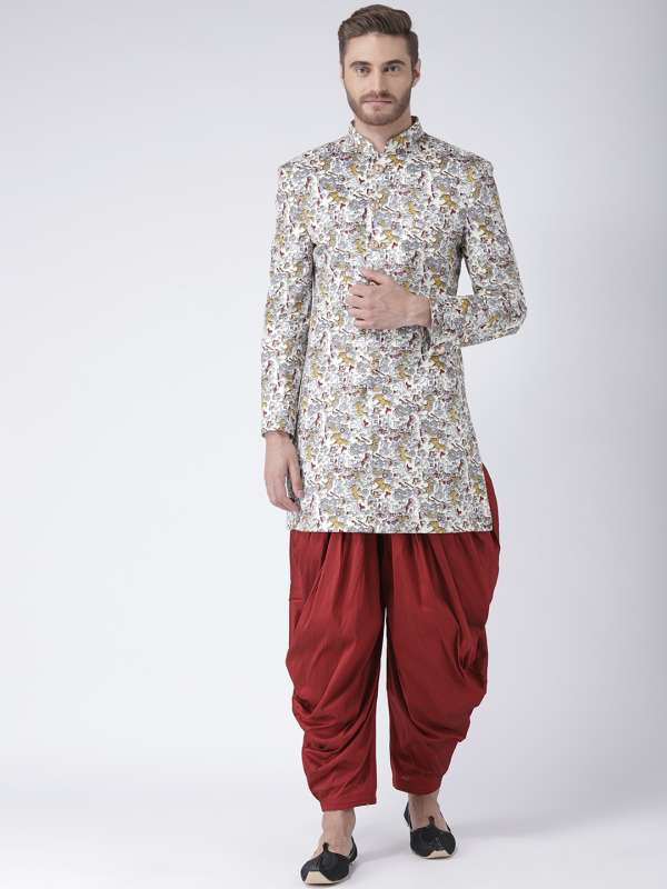 Hangup Black White Solid Sherwani Set 9959229 Hem Buy Hangup Black White Solid Sherwani Set 9959229 Hem online in India