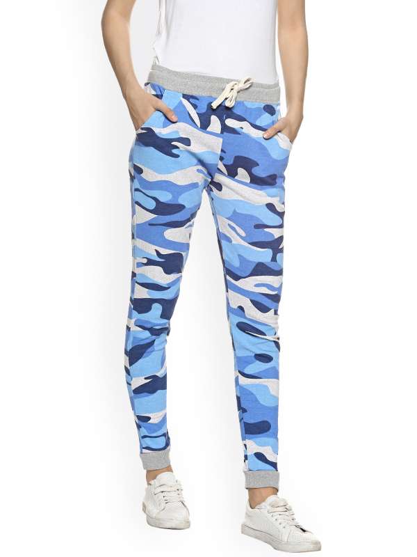Blue camo joggers womens top