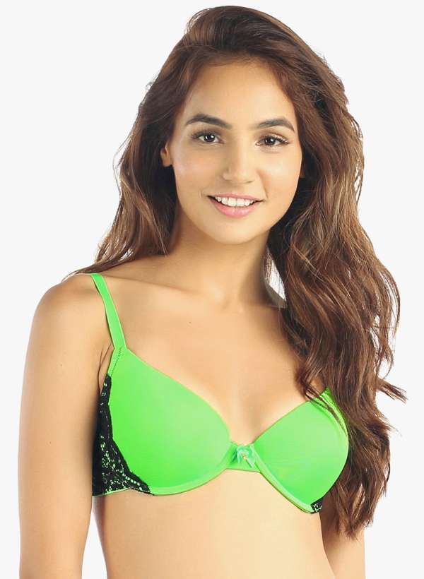 Buy Glus Satin Edge Push Up Underwire Bra ,Colour- Sea Green Online at Low  Prices in India 