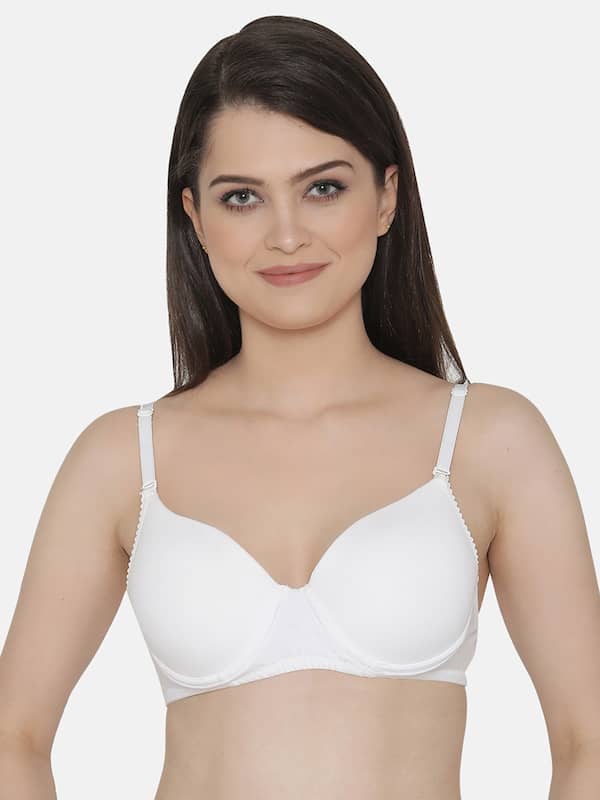 Buy Clovia Padded Non-Wired Full Coverage Lace Bra - Beige at Rs.588 online