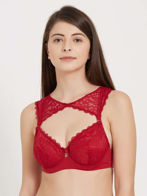 Buy Amante Red Luxury Silk Padded Underwired Demi Cup Bra Online