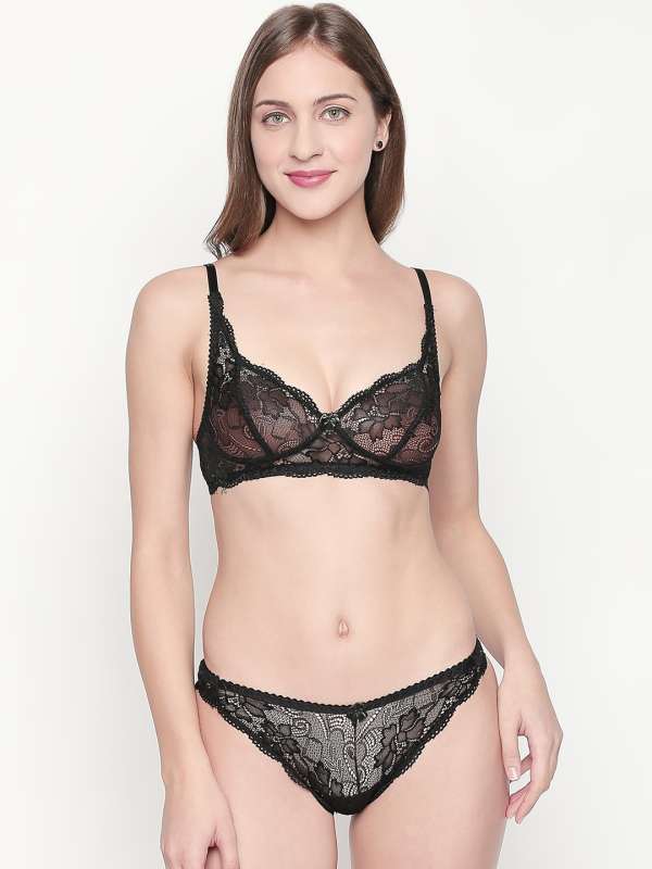Buy online Navy Blue Net Bra And Panty Set from lingerie for Women by Clovia  for ₹459 at 62% off