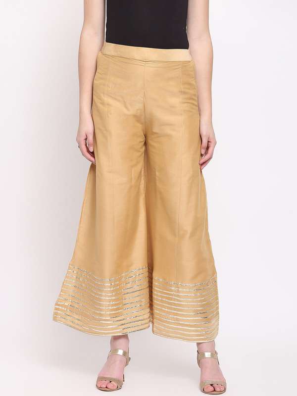 Golden palazzo pants myntra Clearance