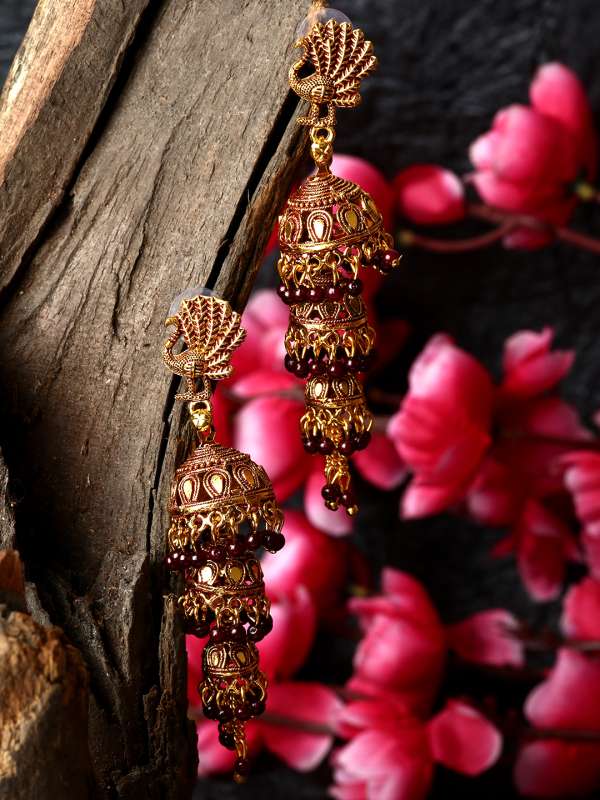 Maroon Earrings Buy Trendy Maroon Earrings Online in India Myntra