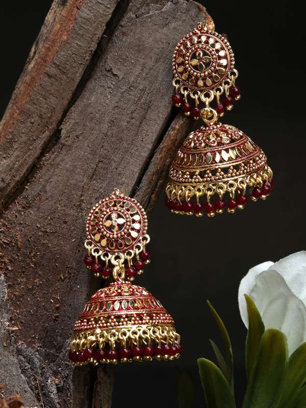 Maroon hot sale jhumkas online