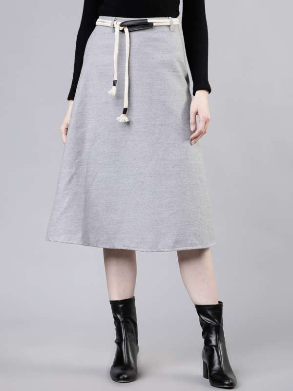 Tokyo Talkies Women Grey Solid Mini Skirt