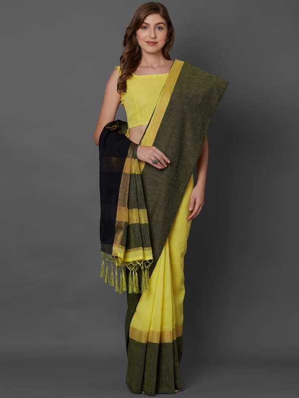 Myntra linen cheap sarees