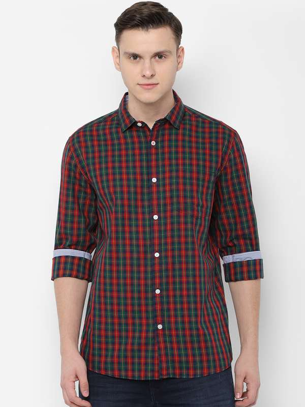 Red Green Check Men Shirt - Buy Red 