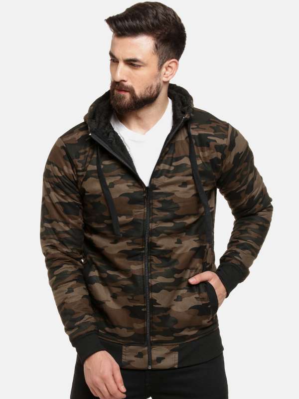 Mens camo parka sale with fur hood