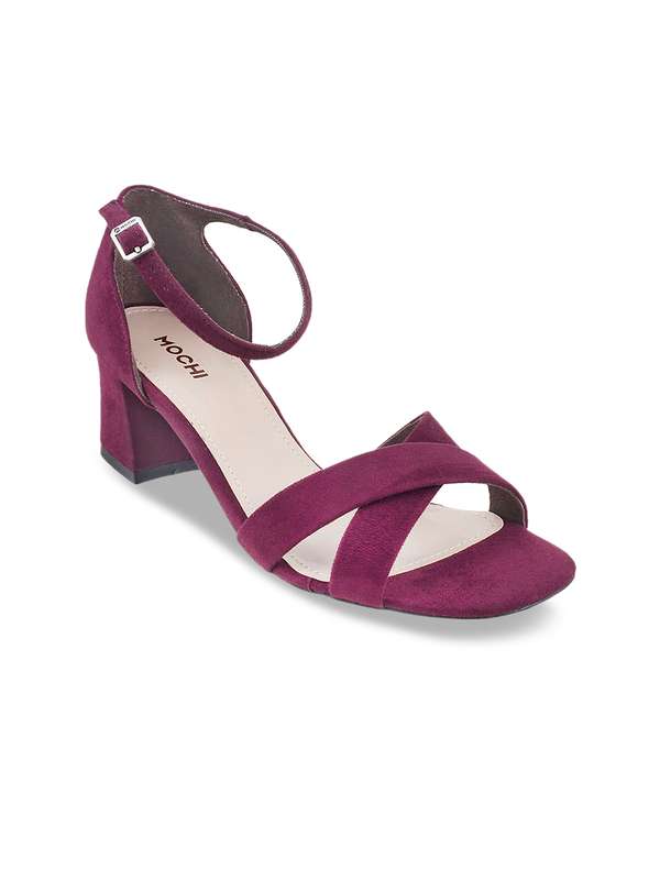 dark purple block heels