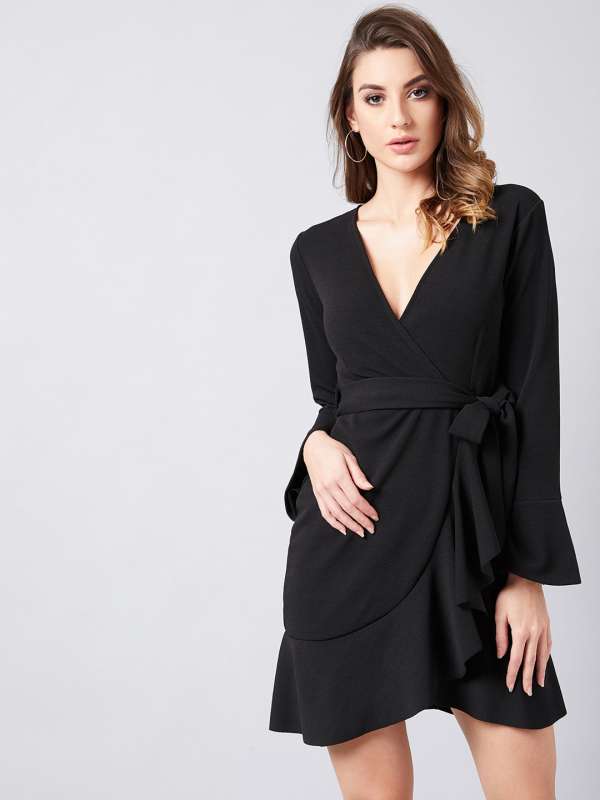 black wrap around dress