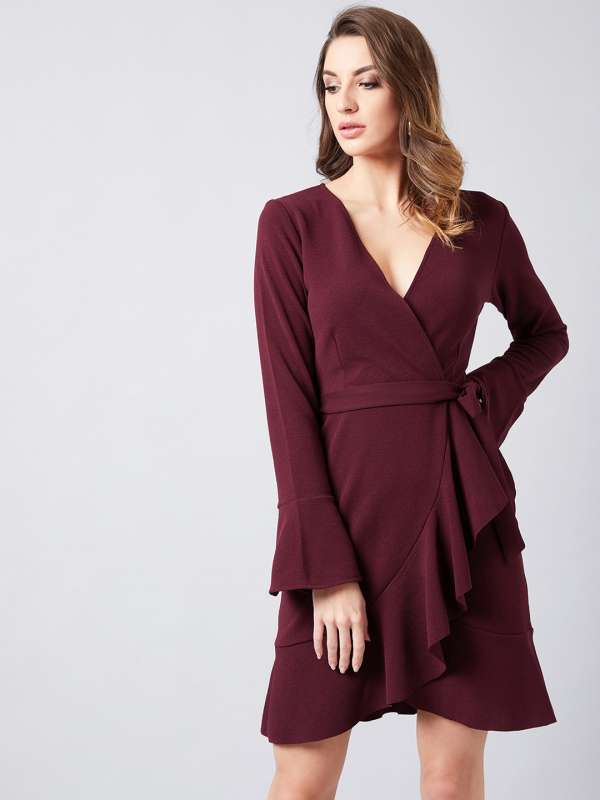 maroon dress myntra