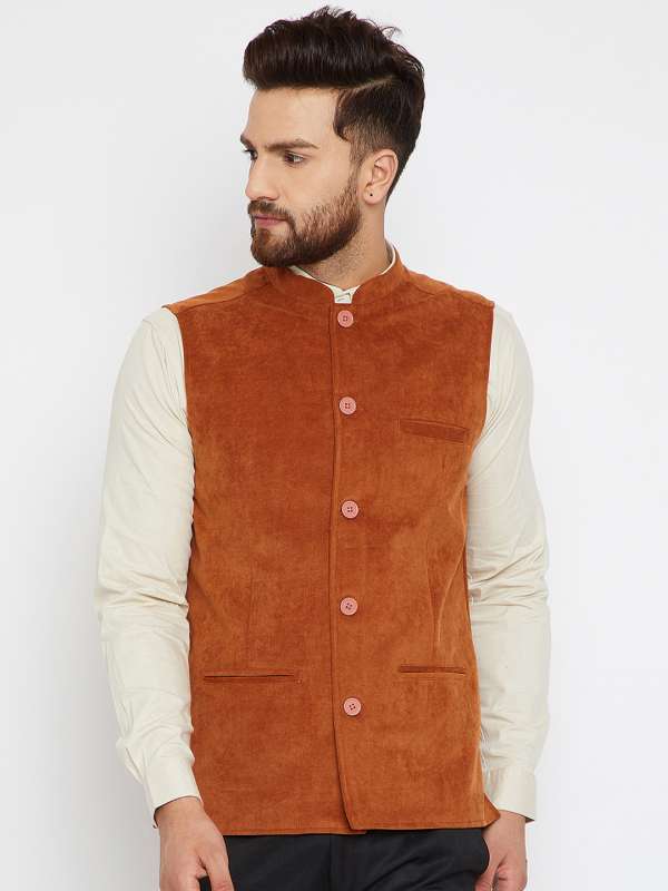 Orange nehru jacket discount
