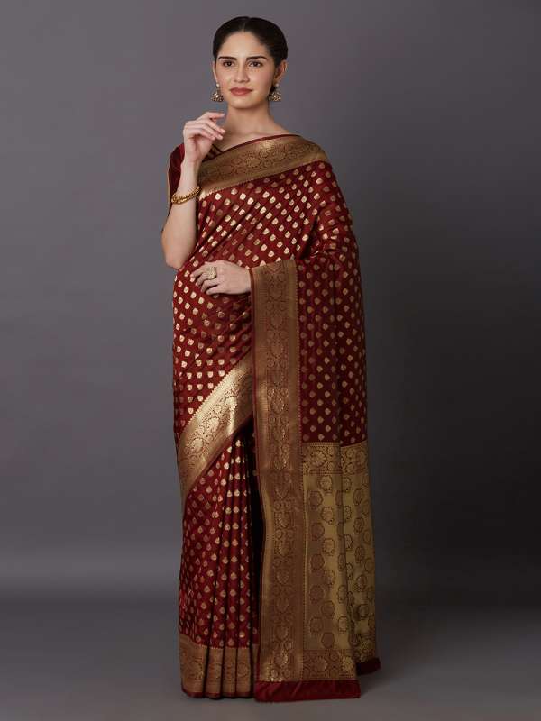 Maroon color bridal saree online