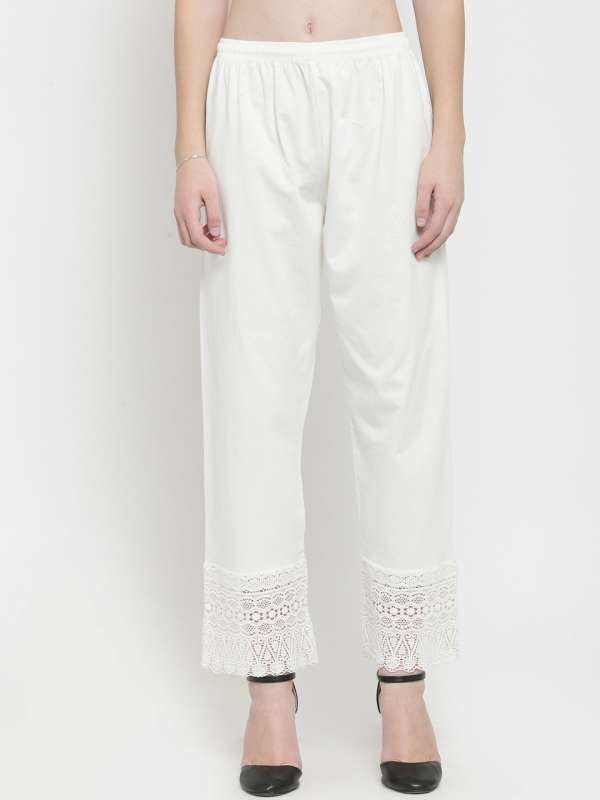 White lace outlet palazzo pants