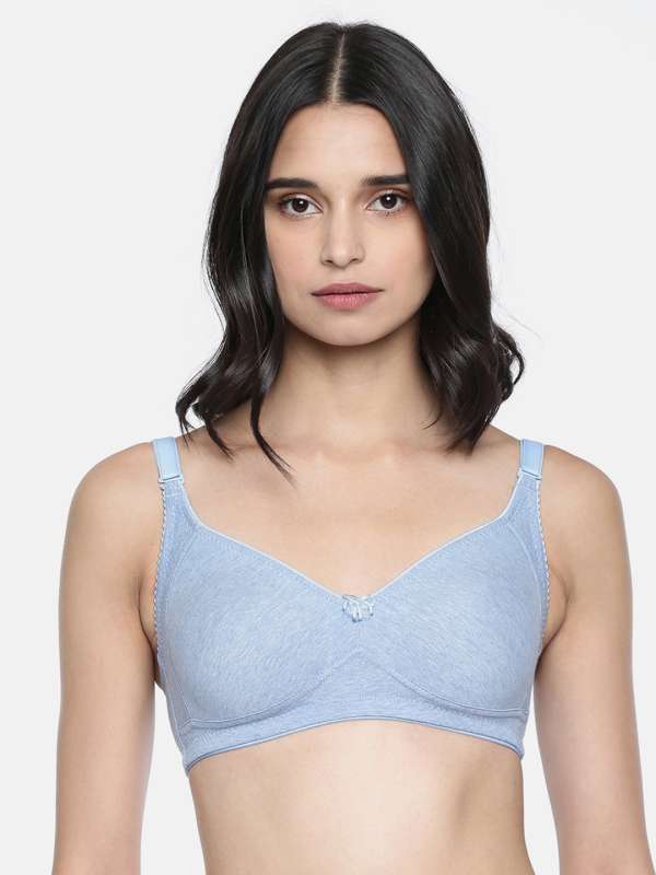 Buy online Blue Solid Minimizer Bra from lingerie for Women by