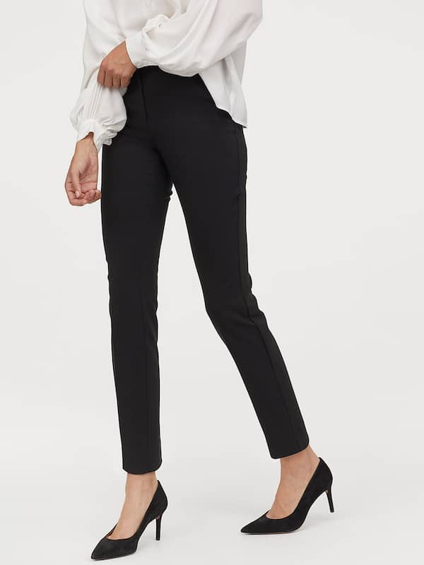 Womens Black Pintuck Detail Slim Fit Ladies Tailored Ponte Trousers  Workwear  Threadbare