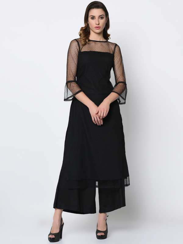 black net kurti neck design